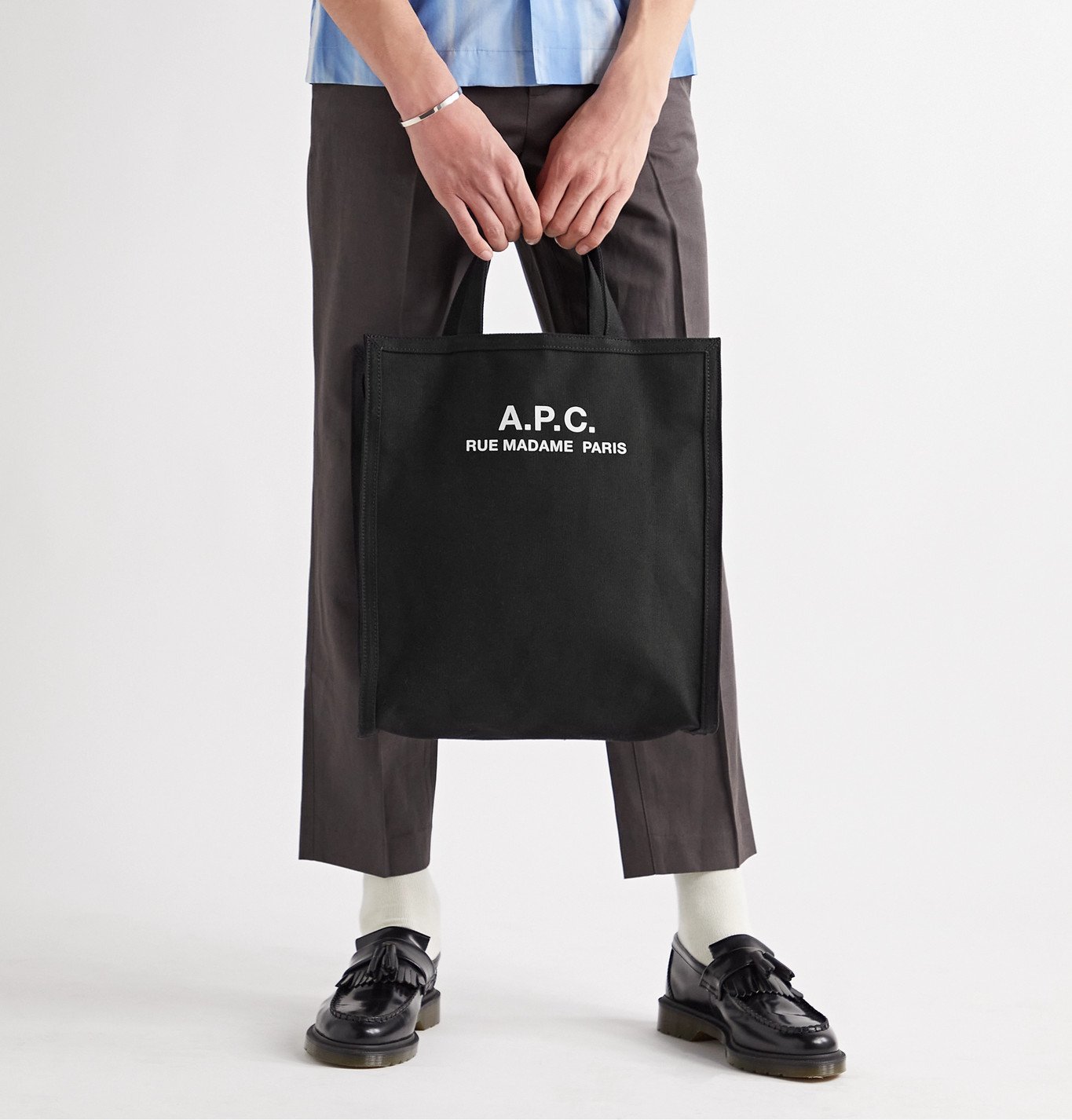 A.P.C. - Logo-Print Cotton-Canvas Tote Bag - Black A.P.C.