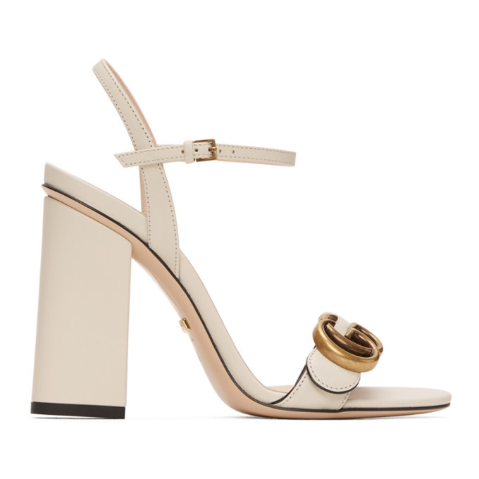Gucci White GG Marmont Heeled Sandals Gucci