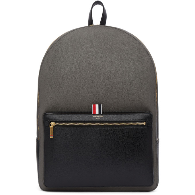 Thom Browne Black and Grey Colorblocked Unstructured Backpack Thom Browne