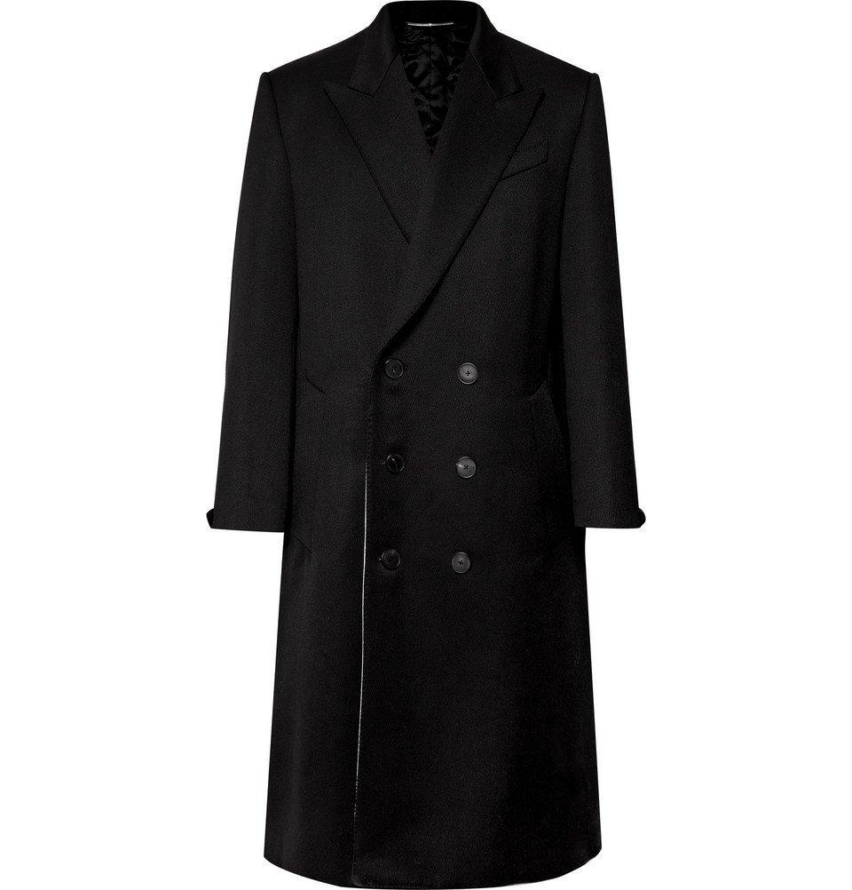 Givenchy - Leather-Trimmed Double-Breasted Wool-Blend Coat - Men ...