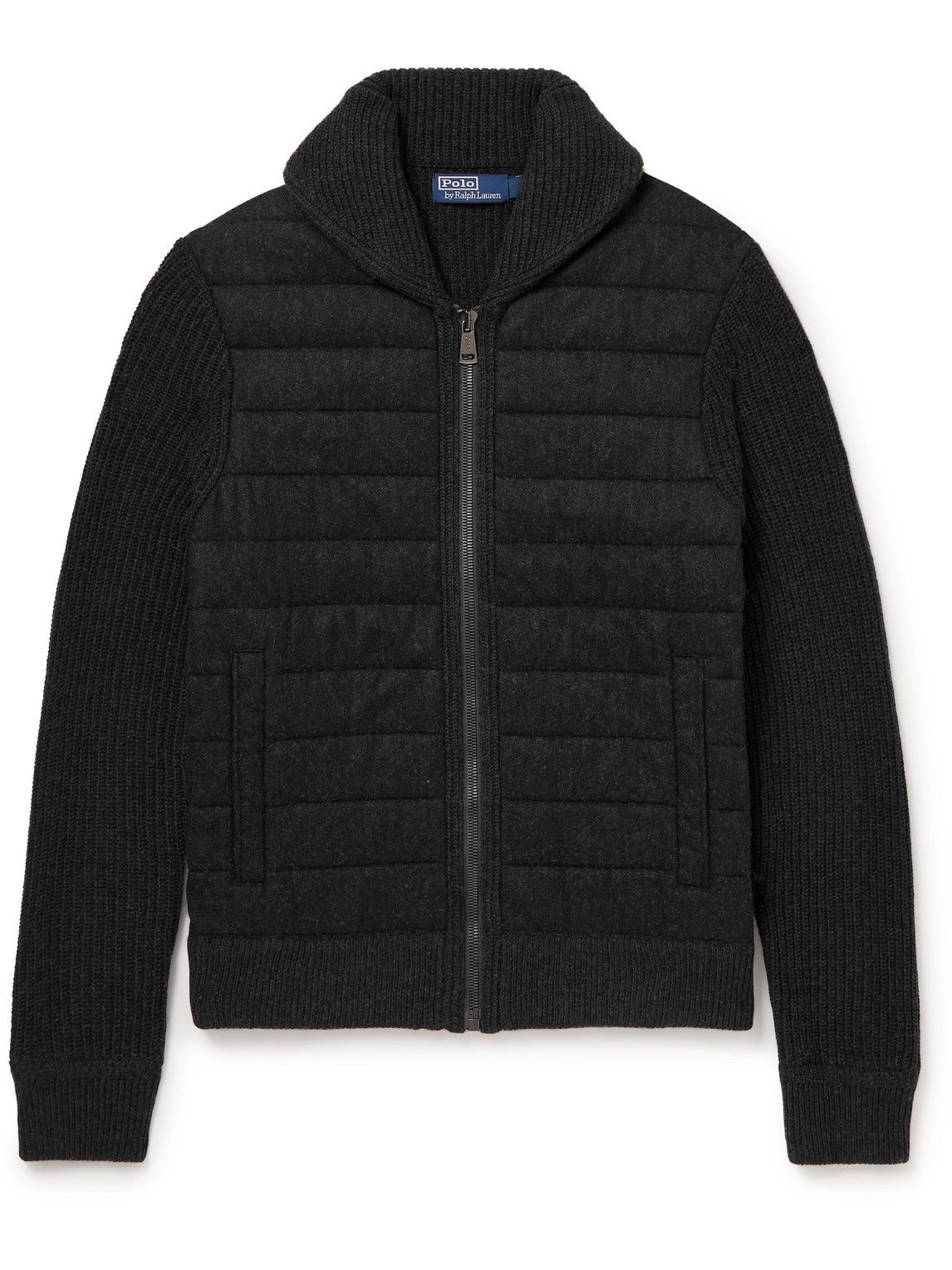 Photo: Polo Ralph Lauren - Shawl-Collar Panelled Quilted Wool and Cashmere-Blend Jacket - Gray
