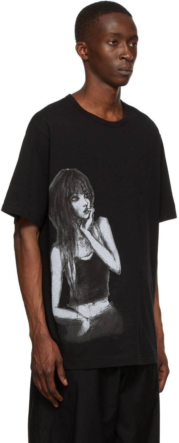 Yohji Yamamoto Black Cotton T-Shirt Yohji Yamamoto