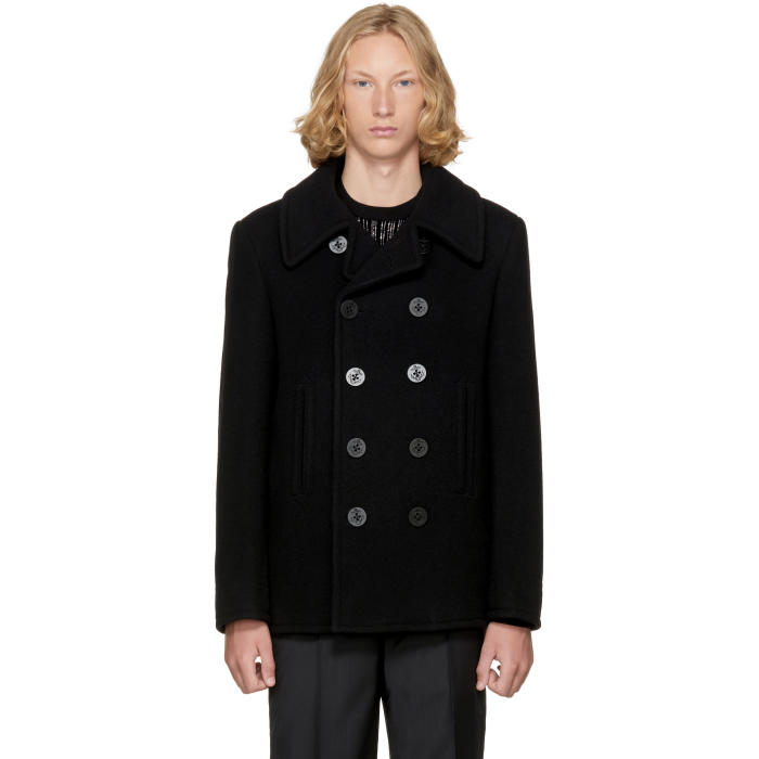 Maison Margiela Black Wool Peacoat 