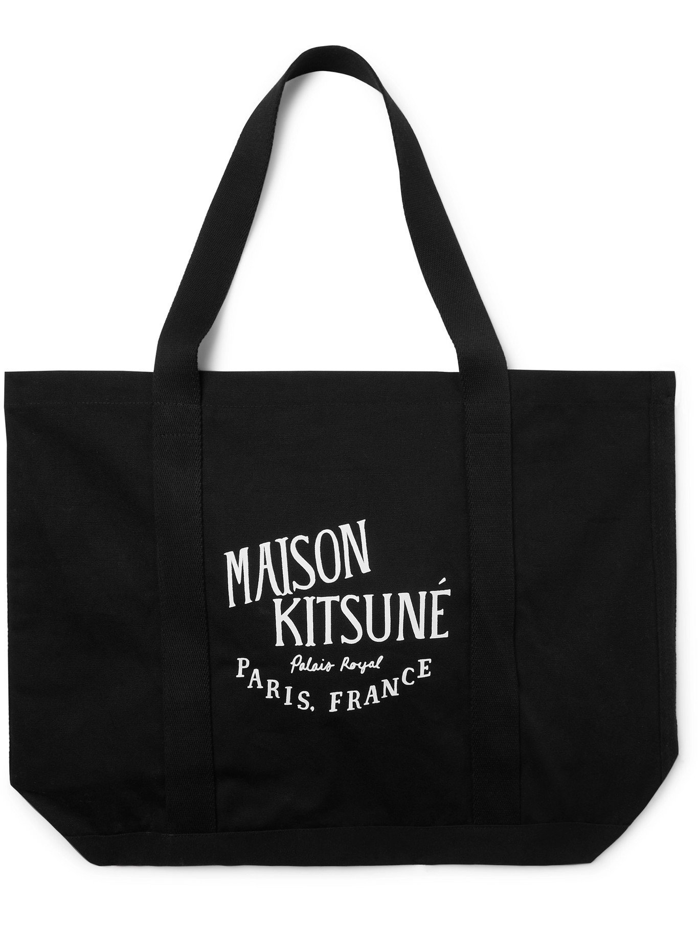 MAISON KITSUNÉ - Logo-Print Cotton-Canvas Tote Bag - Black Maison Kitsune