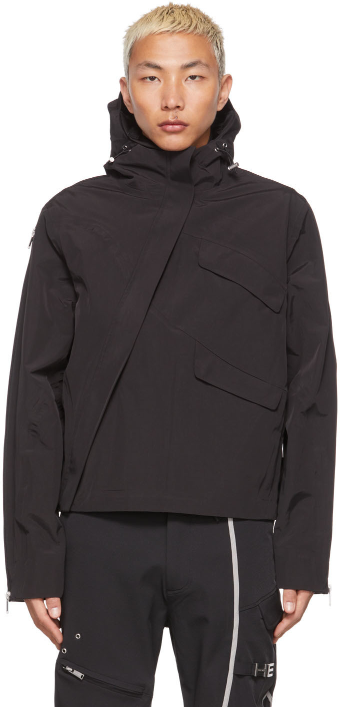 HELIOT EMIL Black Diagonal Zip Jacket Heliot Emil