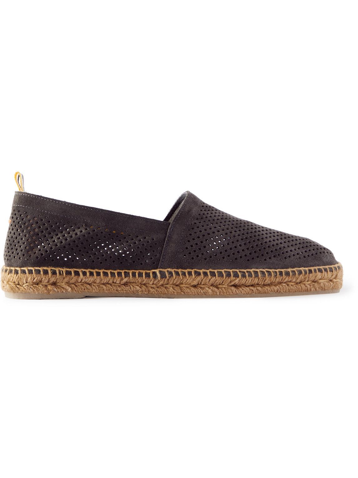 Castañer Pablo Perforated Suede Espadrilles Gray Castaner