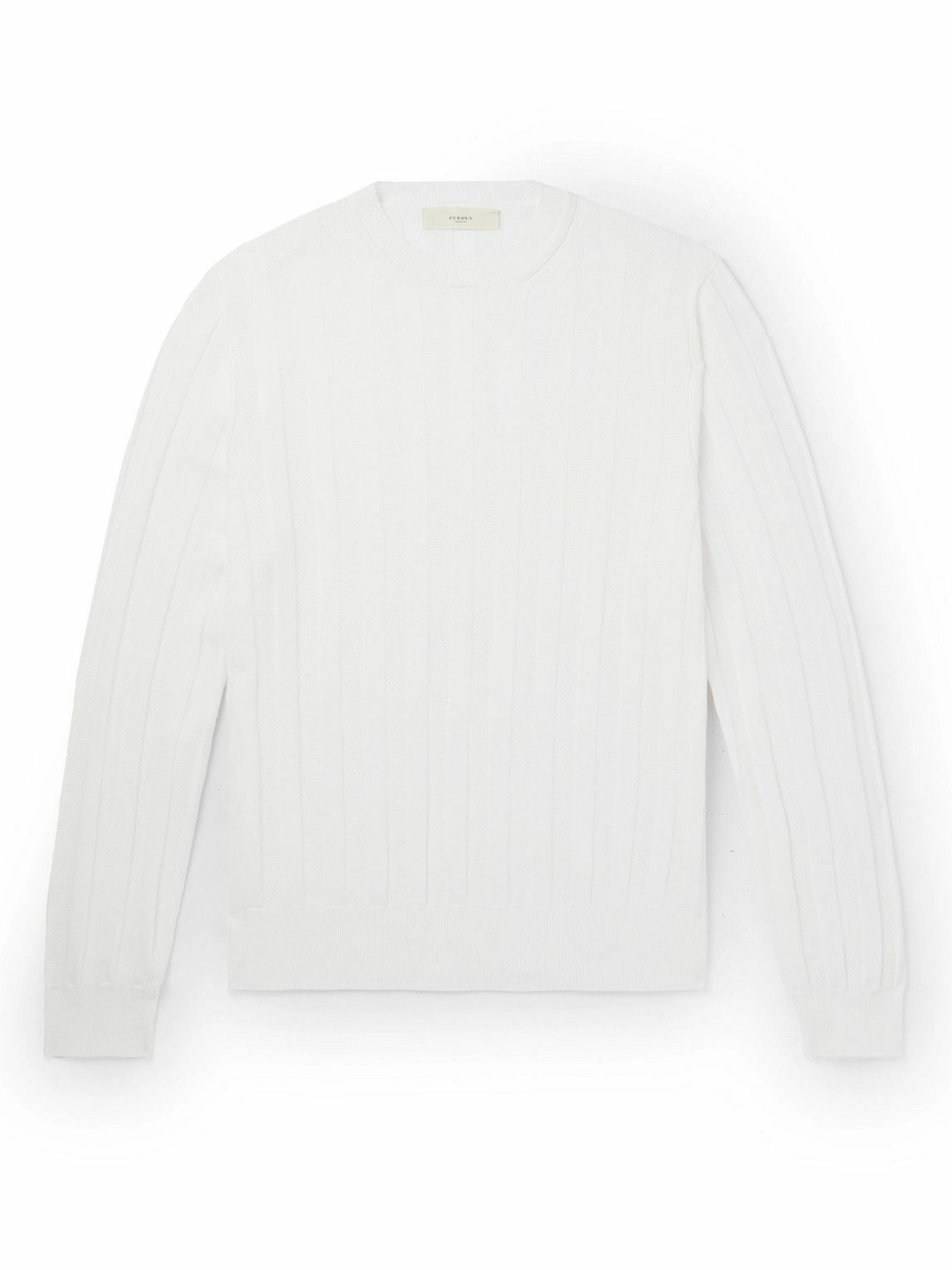 PURDEY - Slim-Fit Ribbed Cotton Sweater - White Purdey