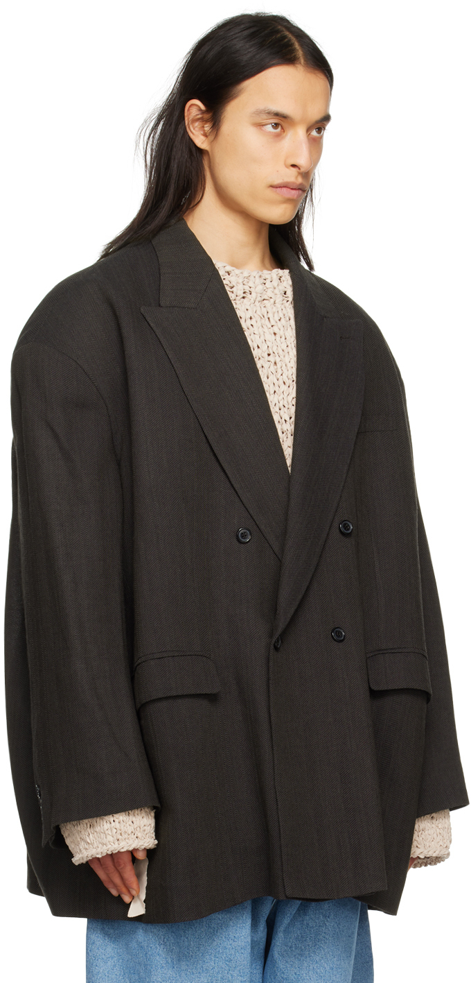 Hed Mayner Brown DoubleBreasted Blazer Hed Mayner