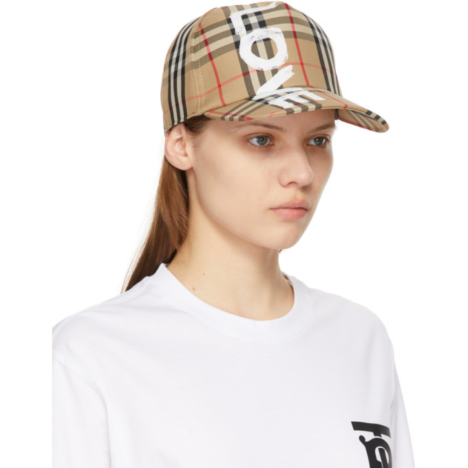 Burberry Beige Vintage Check Love Baseball Cap Burberry