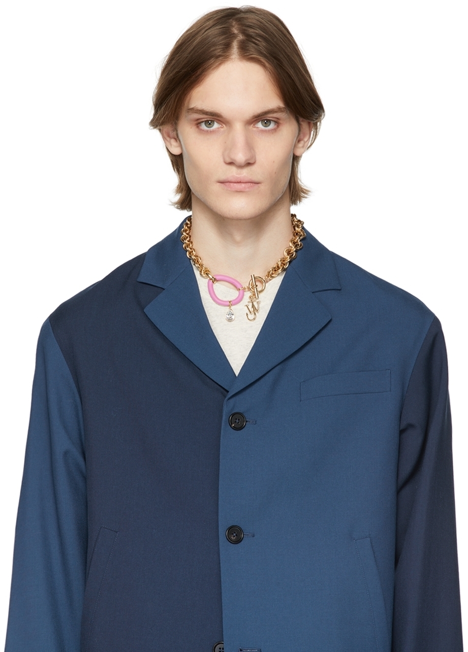 JW Anderson Gold & Pink Oversized Chain Choker Necklace JW Anderson