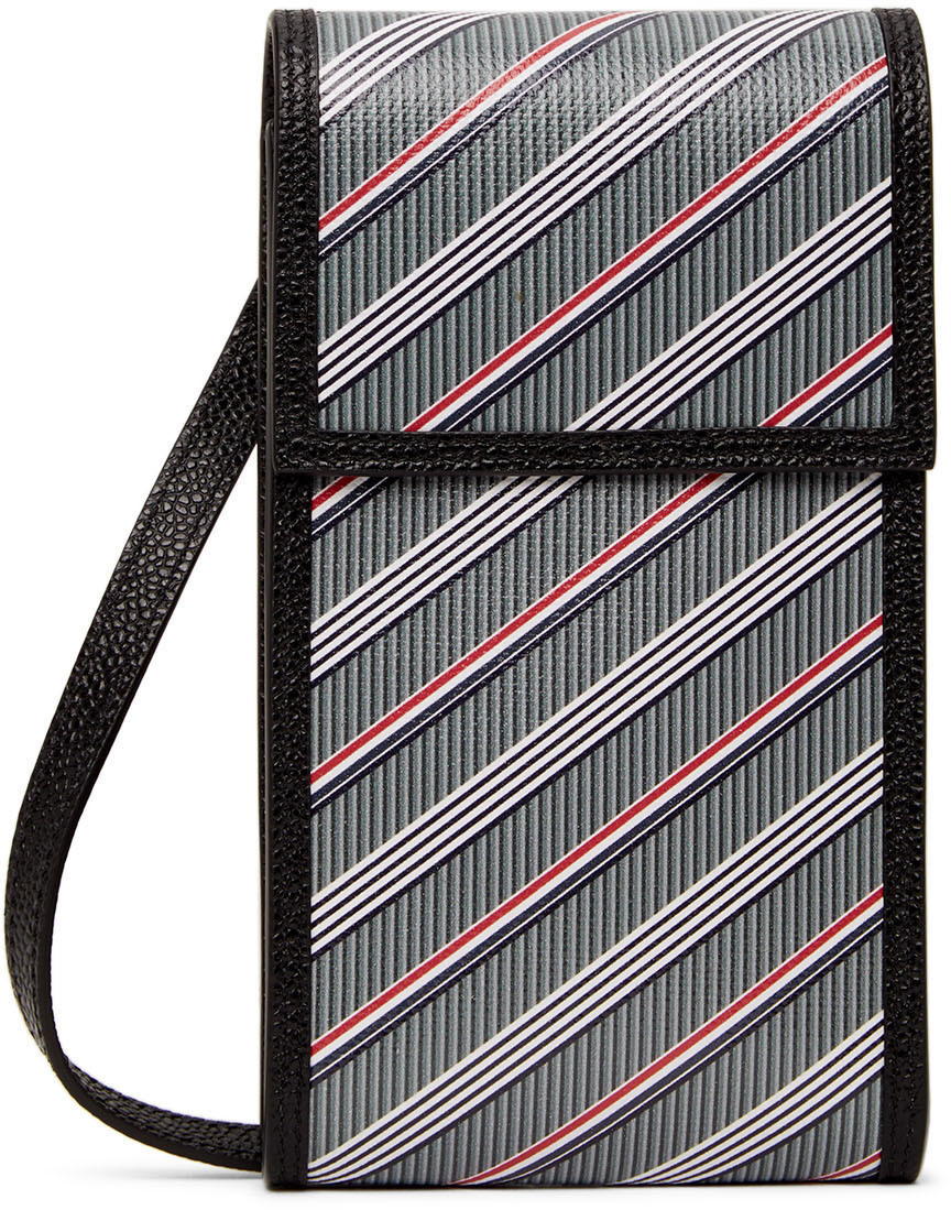 Thom Browne Grey Phone Holder Messenger Bag Thom Browne