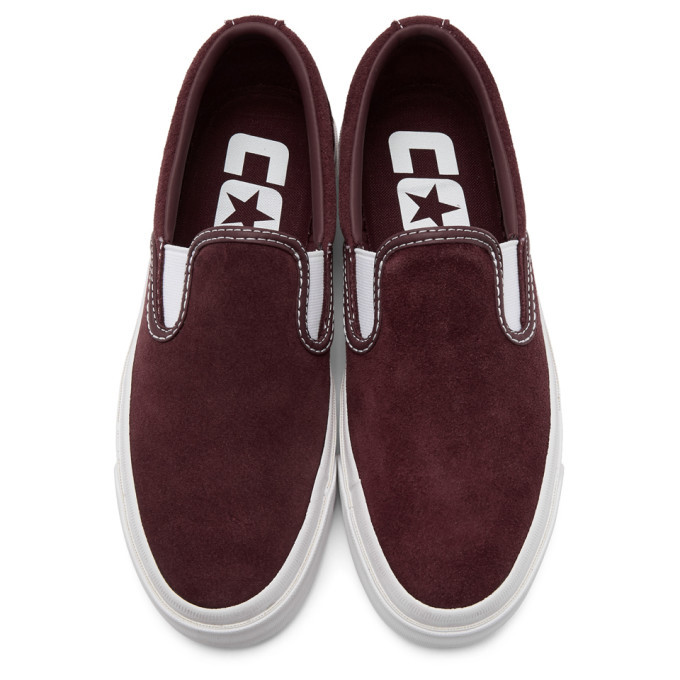 Converse Burgundy Suede One Star CC Slip-On Sneakers Converse