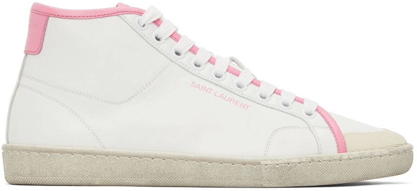 Saint Laurent White & Pink Court Classic SL/39 Mid Sneakers Saint Laurent