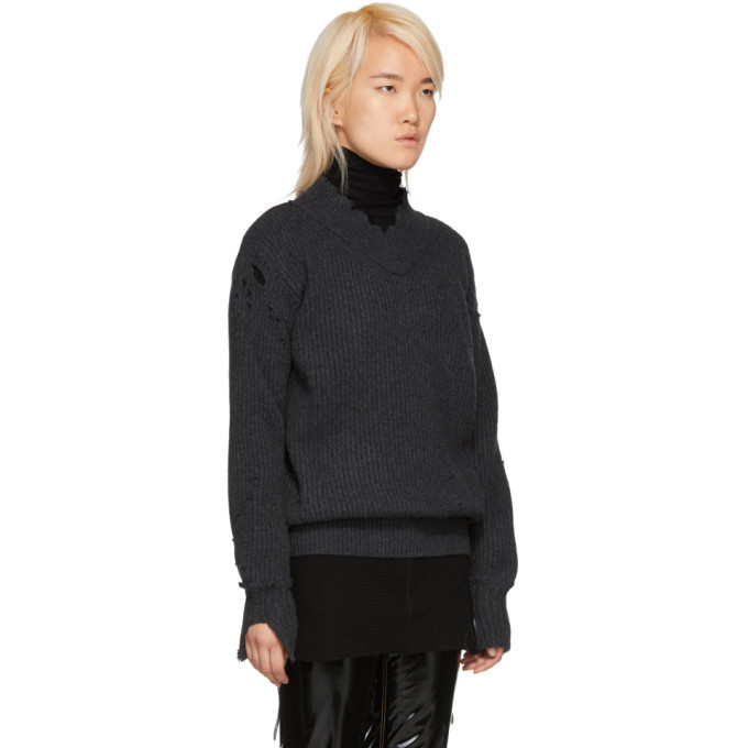 helmut lang distressed v neck sweater