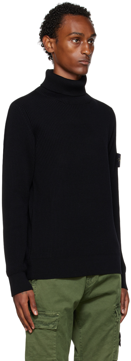 Stone Island Black Ribbed Turtleneck Stone Island