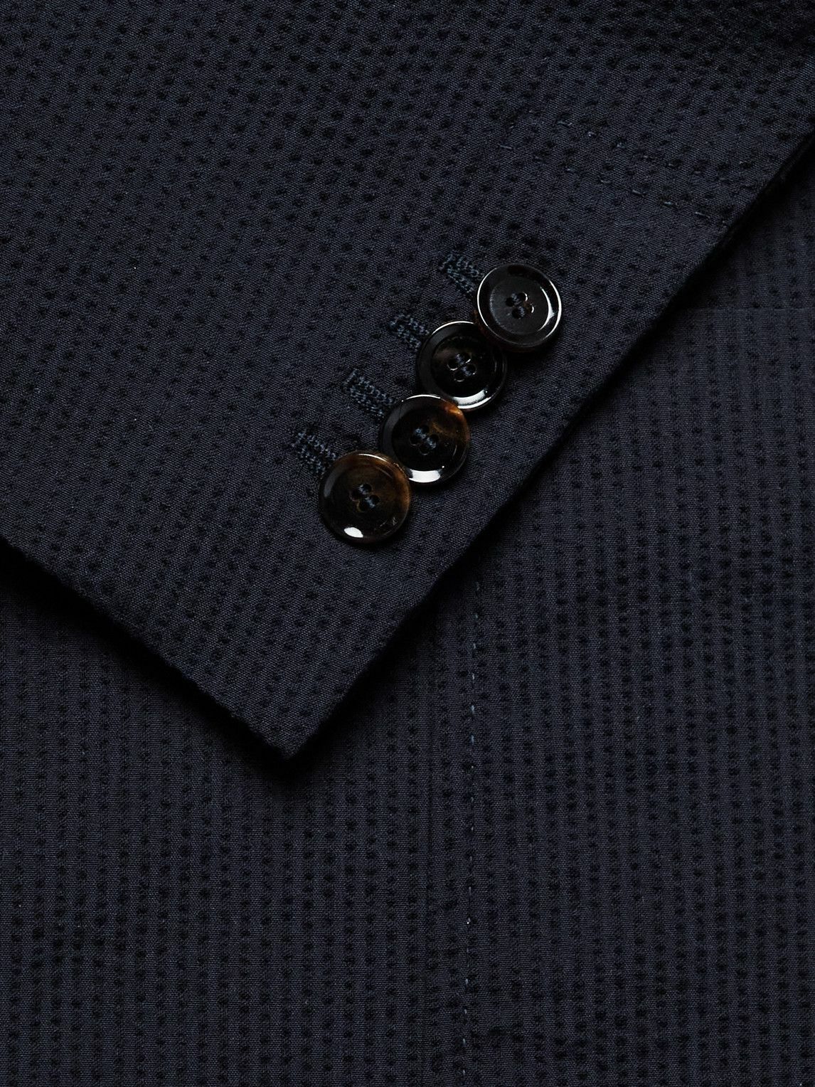 Brioni - Double-Breasted Silk-Blend Seersucker Suit Jacket - Blue Brioni
