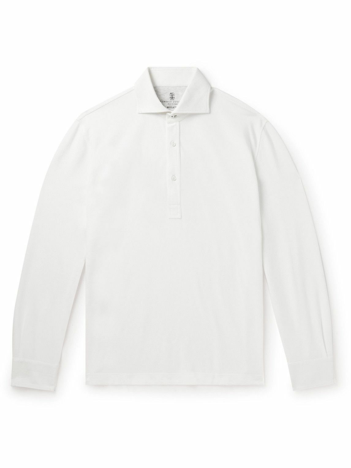 Brunello Cucinelli - Cotton-Piqué Polo Shirt - White Brunello Cucinelli