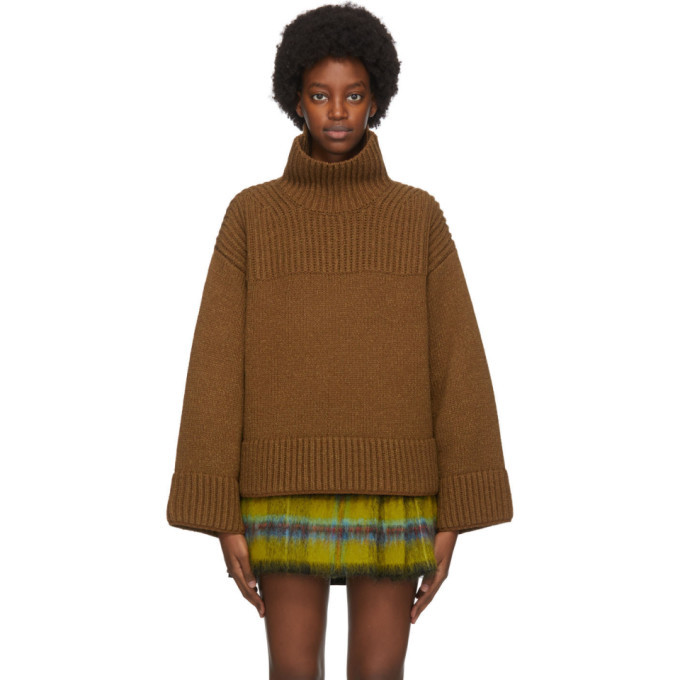 brown ribbed turtleneck