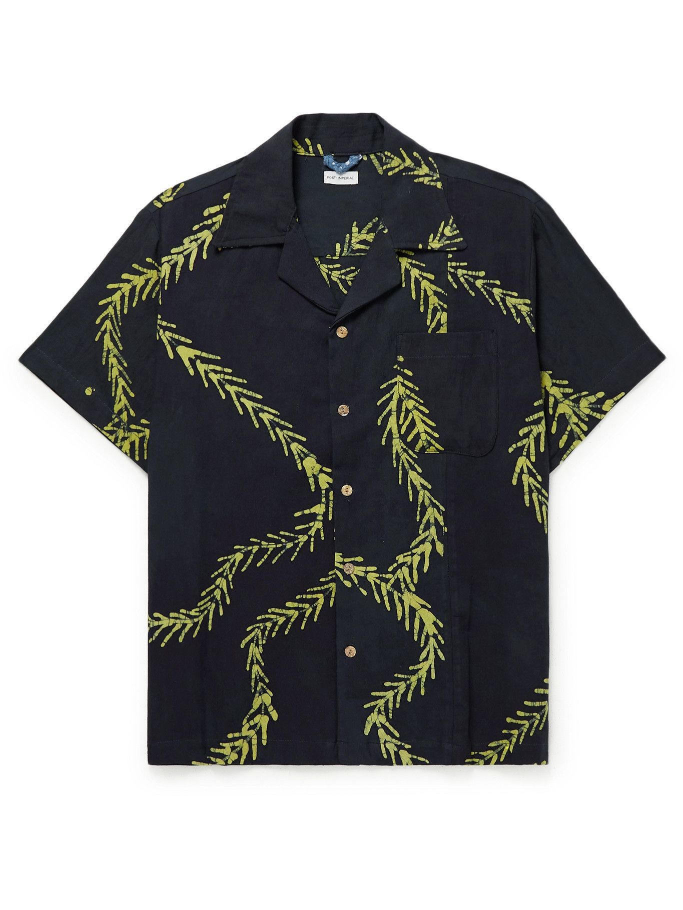 PostImperial Ijebu CampCollar Printed Cotton Shirt Blue PostImperial