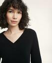 Brooks Brothers Women's Merino Wool Cashmere V-Neck Relaxed Sweater | Black