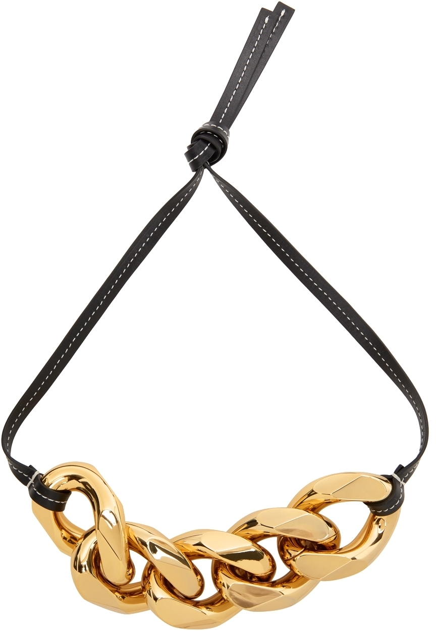 JW Anderson Black  Gold Small Chain Strap Necklace JW Anderson