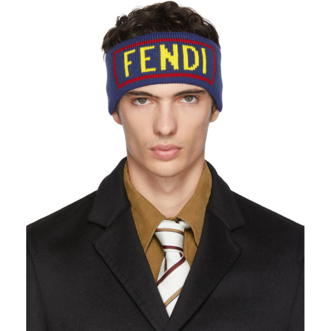Fendi Blue Logo Headband Fendi