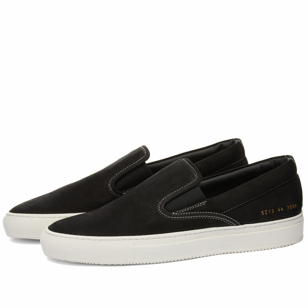 Common Projects Men's Slip On Sneakers in Black/White Common Projects