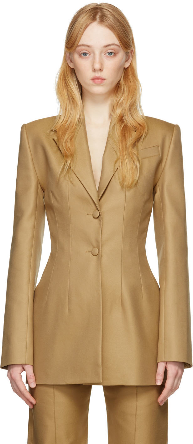 Aleksandre Akhalkatsishvili Beige Cotton Blazer Aleksandre Akhalkatsishvili