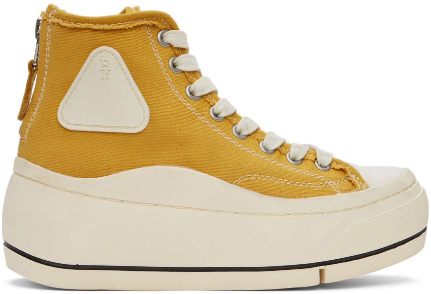 R13 Yellow Kurt High-Top Sneakers R13