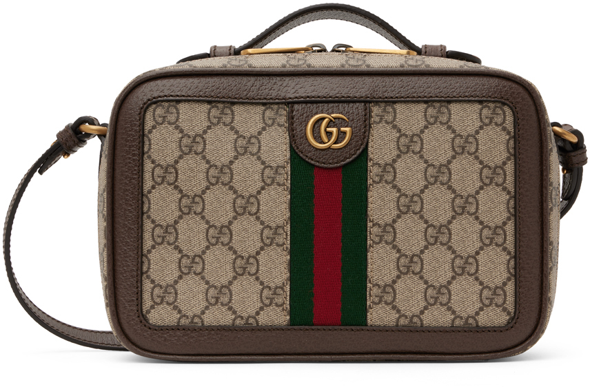 MINI 19 OPHIDIA BAG IN BLACK CALFSKIN AND BEIGE CANVAS