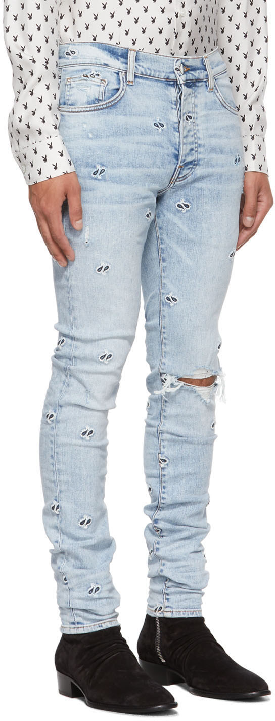 AMIRI Blue Embroidered Paisley Jeans Amiri