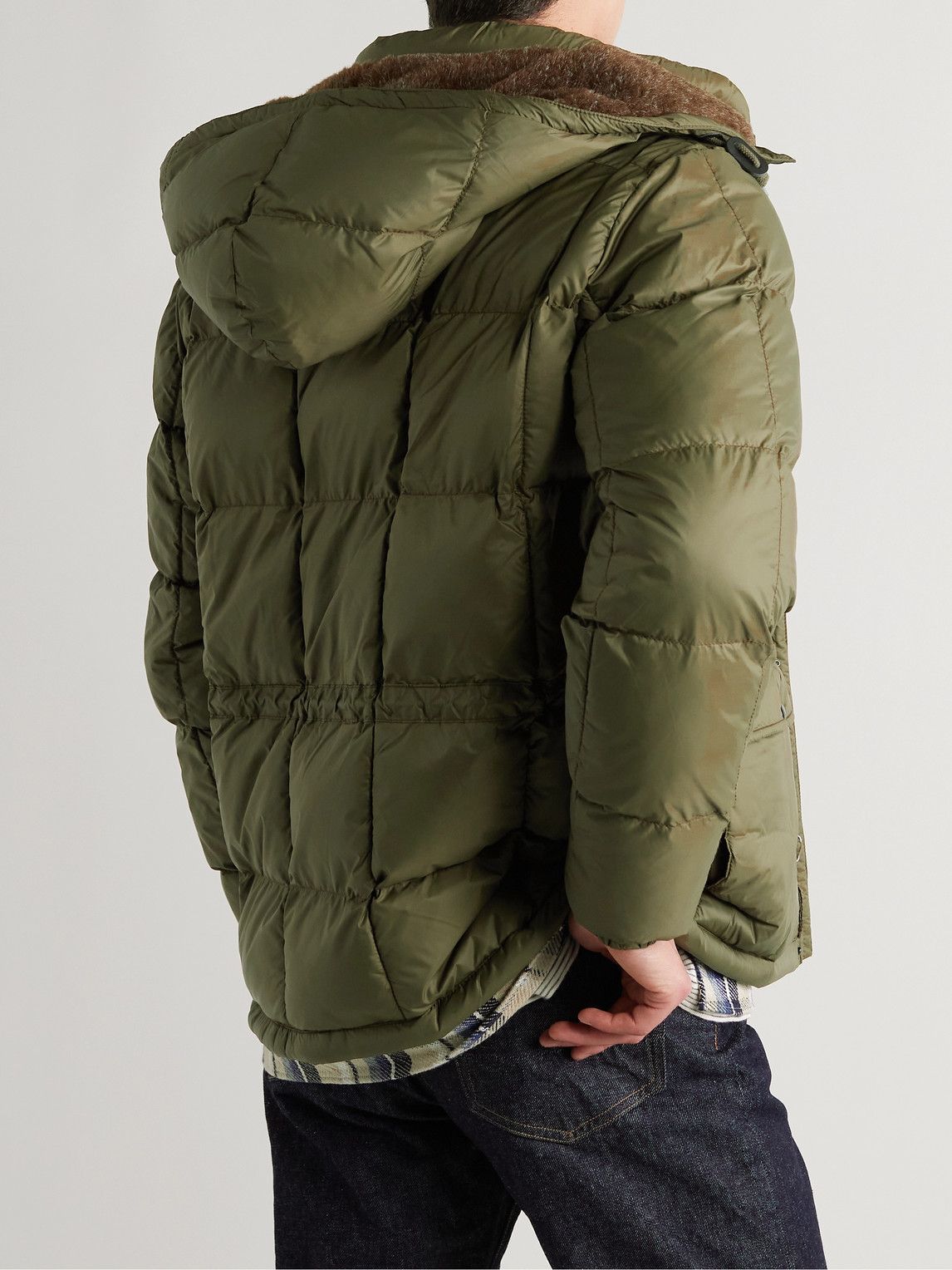 RRL - Brinklow Faux Fur-Trimmed Quilted Recycled Shell Hooded Jacket -  Green RRL