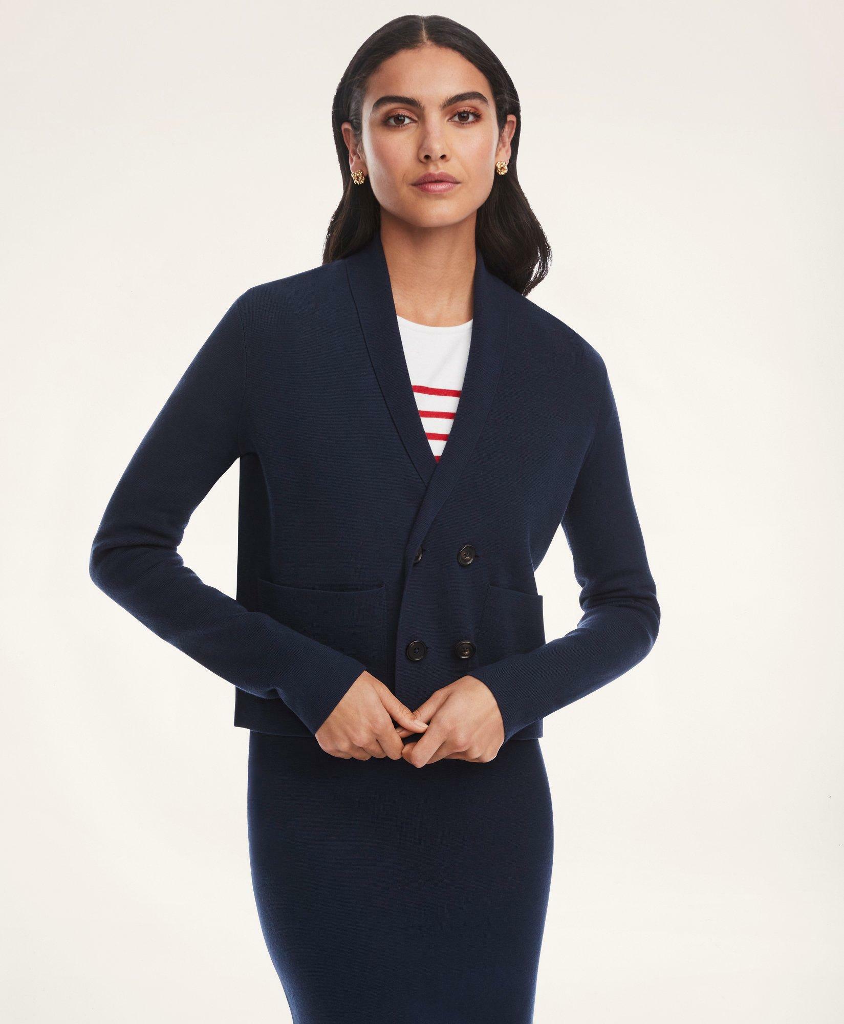 Brooks Brothers Women's Cropped Knit Sweater Jacket | Navy