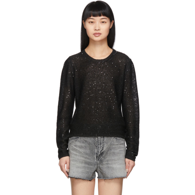 Saint Laurent Black Sequin Sweater 