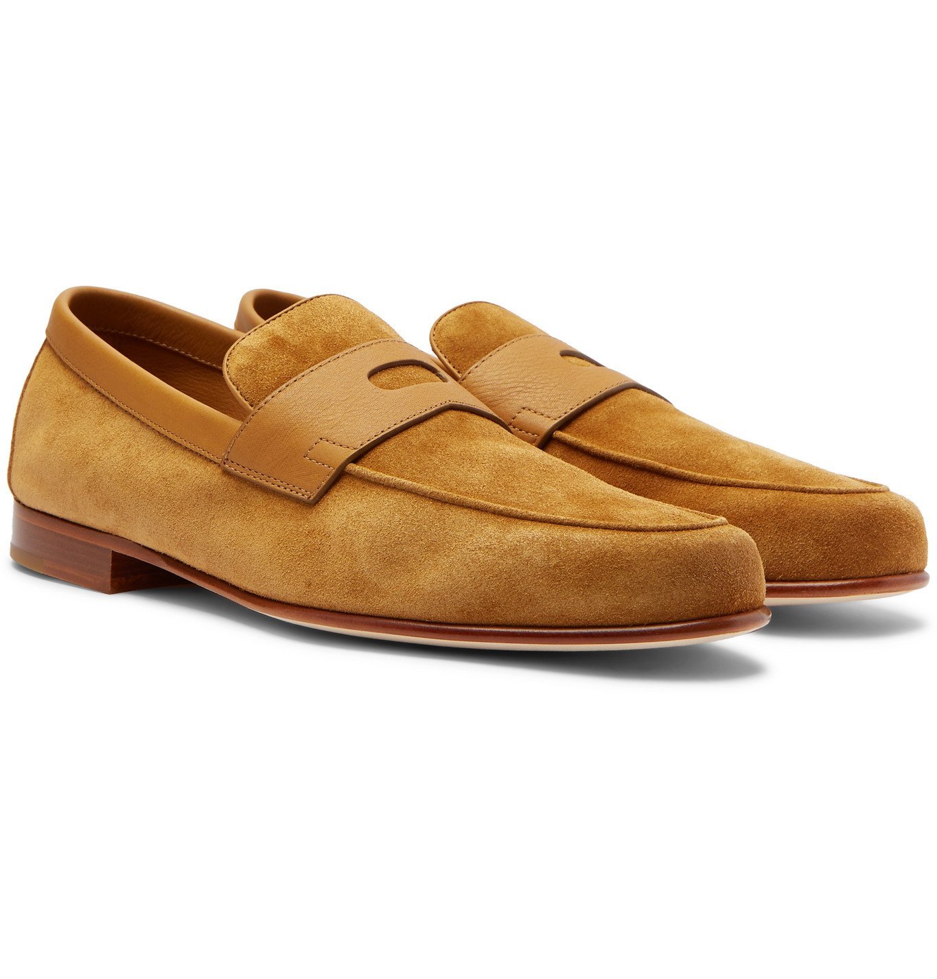 John Lobb - Hendra Leather-Trimmed Suede Penny Loafers - Brown John Lobb