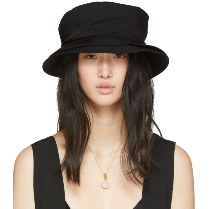 Ys Black Wide Brim Hat Ys