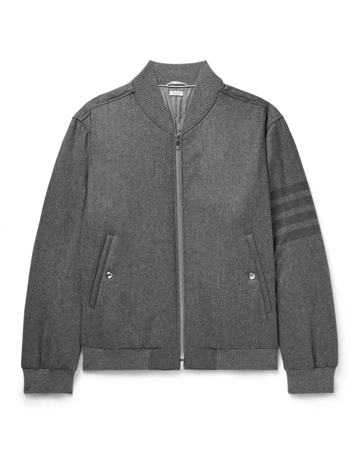 Thom Browne Wool and CashmereBlend Down Bomber Jacket Gray Thom Browne