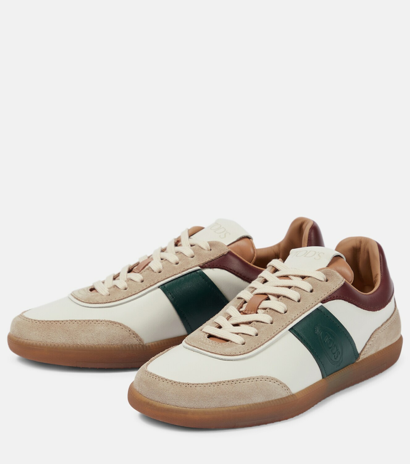 Tod S Tabs Leather And Suede Sneakers Tod S