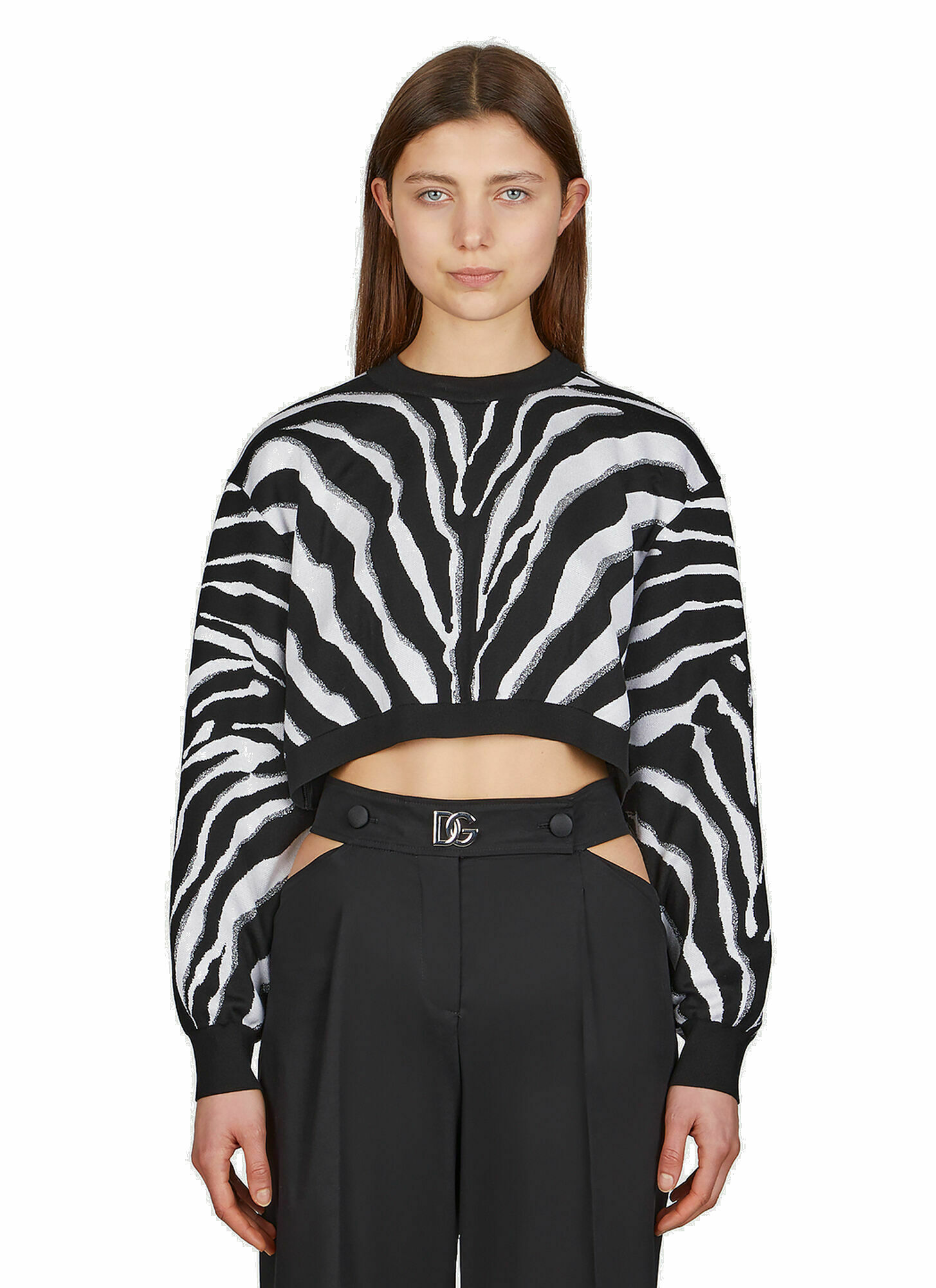 Photo: Zebra Cropped Sweater in Black
