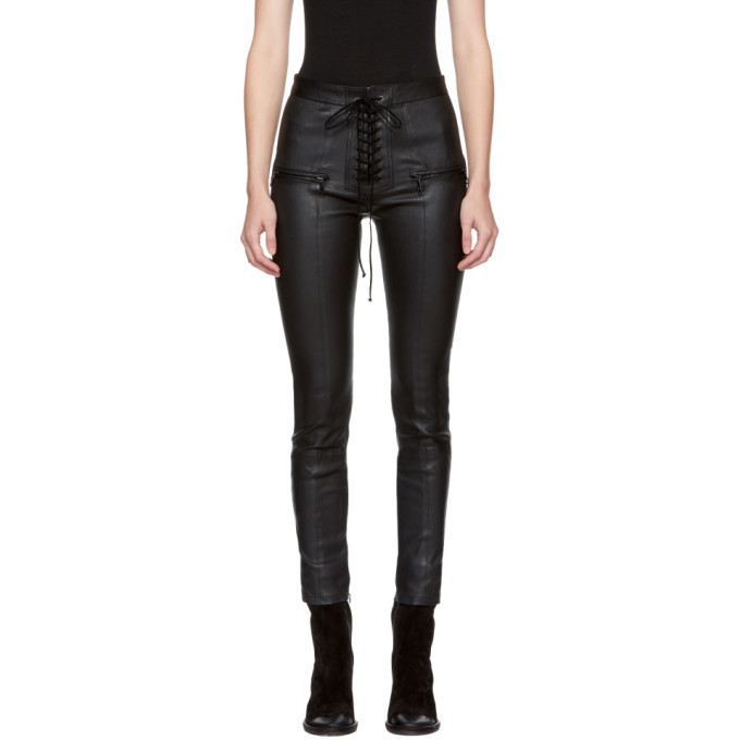 lace up black leather pants