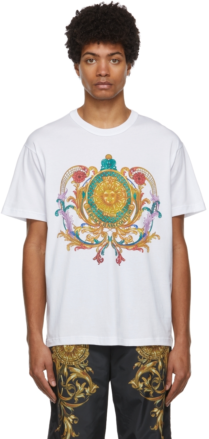 Versace Jeans Couture White Sunflower Garland T-Shirt Versace