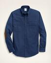 Brooks Brothers Men's Regent Regular-Fit Sport Shirt, Brushed Cotton Cashmere Twill Button Down Collar | Navy