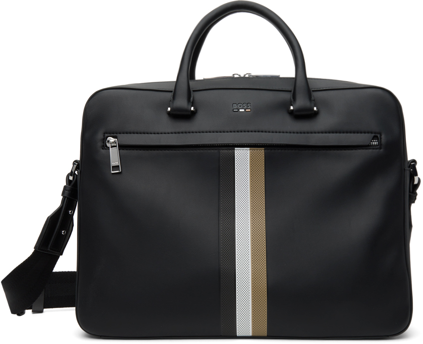 Photo: BOSS Black Signature Stripe Faux-Leather Briefcase