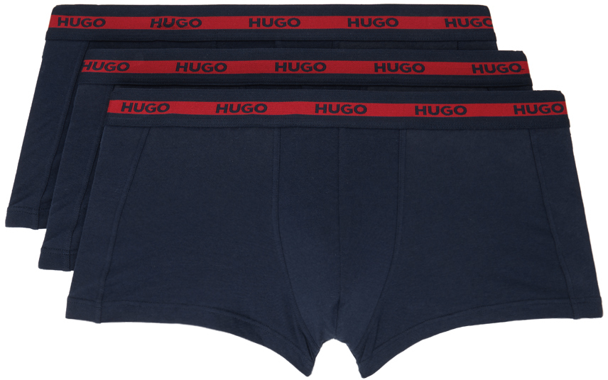 Hugo ThreePack Navy Boxer Briefs Hugo Boss