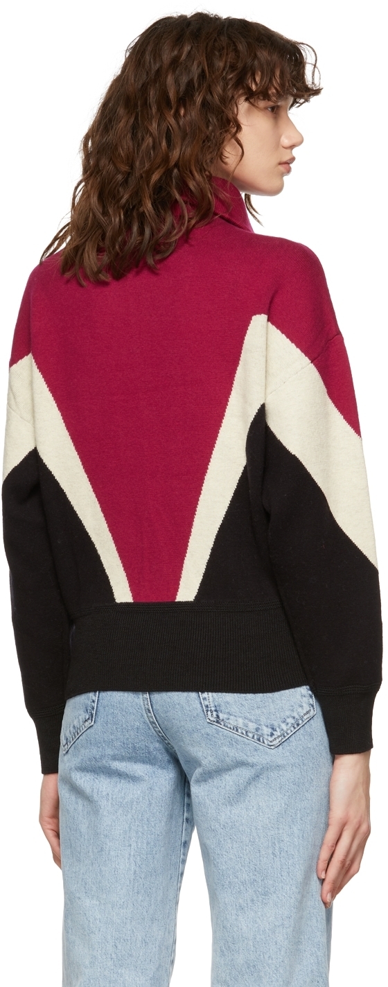 Isabel Marant Etoile Pink & Black Axelle Zip-Up Sweater