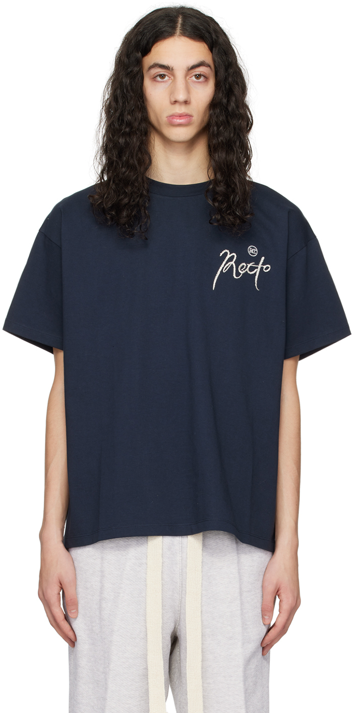 Recto Navy Embroidered T-Shirt Recto