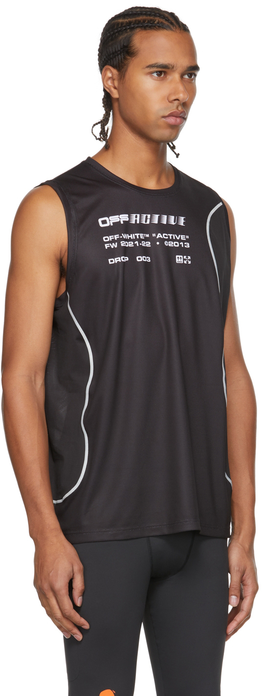 Off-White Black u0026 White Active Mesh Tank Top Off-White
