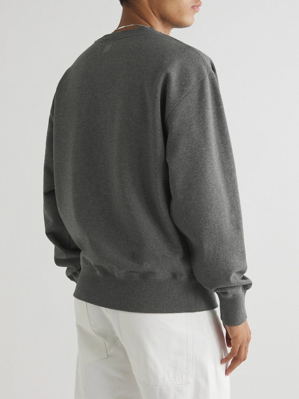 AMI PARIS - Logo-Appliquéd Cotton-Jersey Sweatshirt - Gray