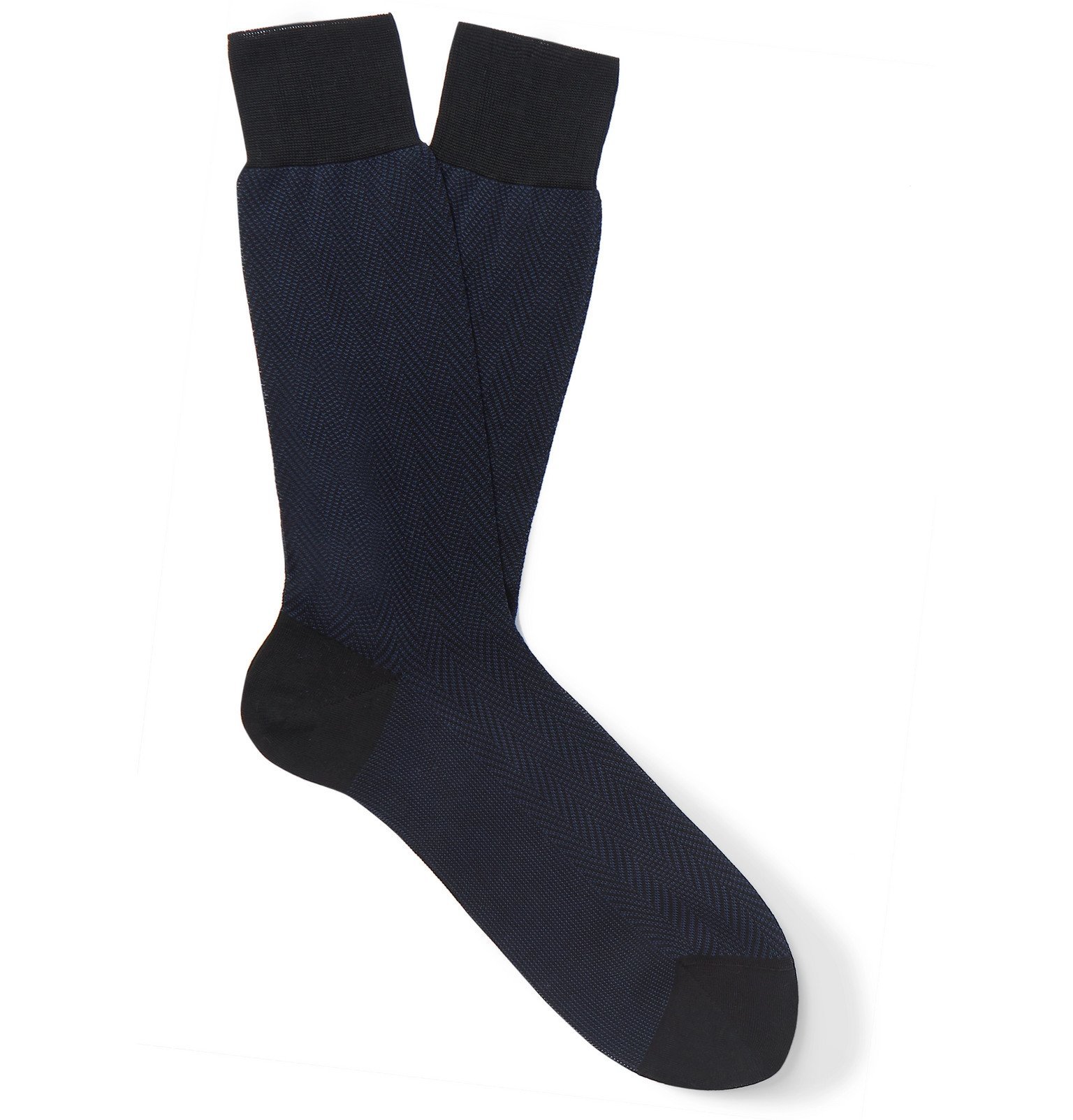 TOM FORD - Herringbone Cotton Socks - Blue TOM FORD