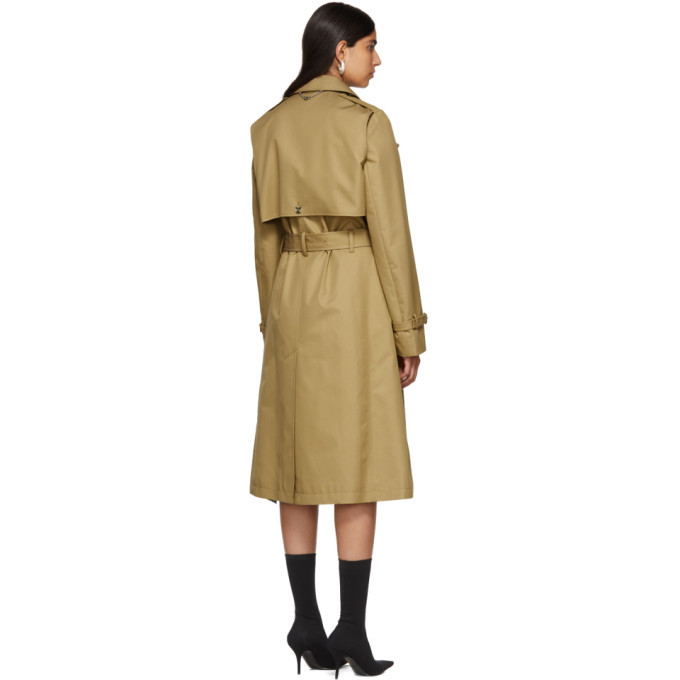 Paco Rabanne Tan Double-Breasted Trench Coat Paco Rabanne